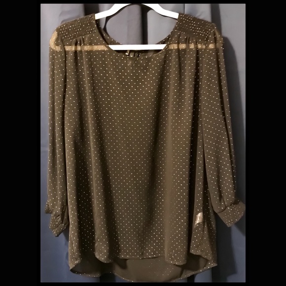 Maurices Tops - Black Blouse with Gold Mini Dots